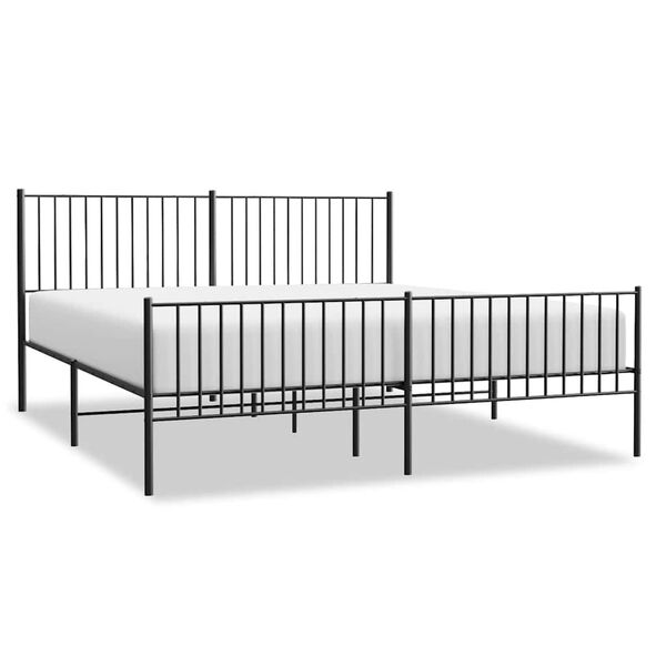 vidaXL Metal Bed Frame without Mattress with Footboard Black 183x213cm