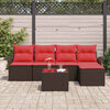 vidaXL Garden Sofa Set with Cushion 6 pcs Brown Poly Rattan
