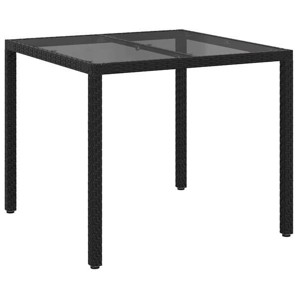 vidaXL Garden Dining Table Black 90 x 90 x 75 cm Poly rattan