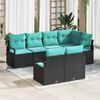 vidaXL Sofa Set 7 pcs Black Poly Rattan