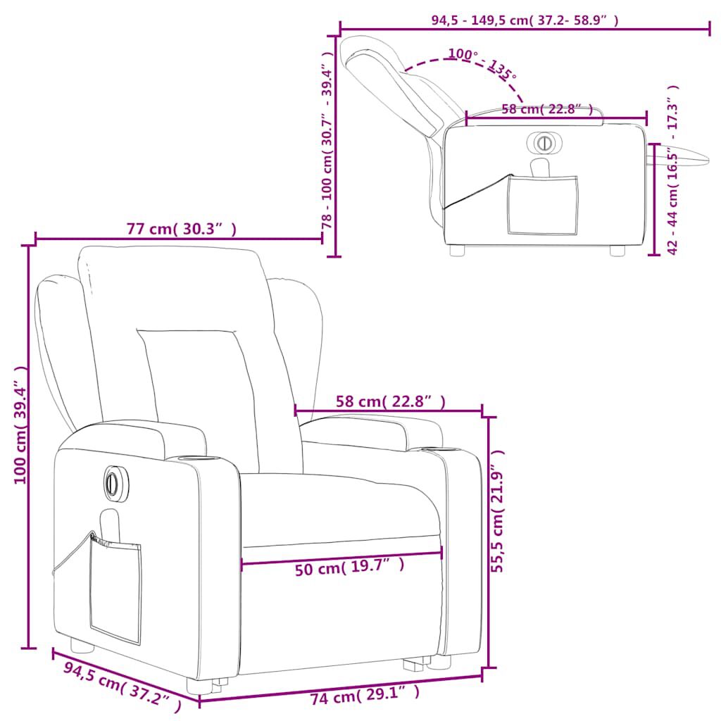 vidaXL Electric Stand up Massage Recliner Chair Light Grey Fabric
