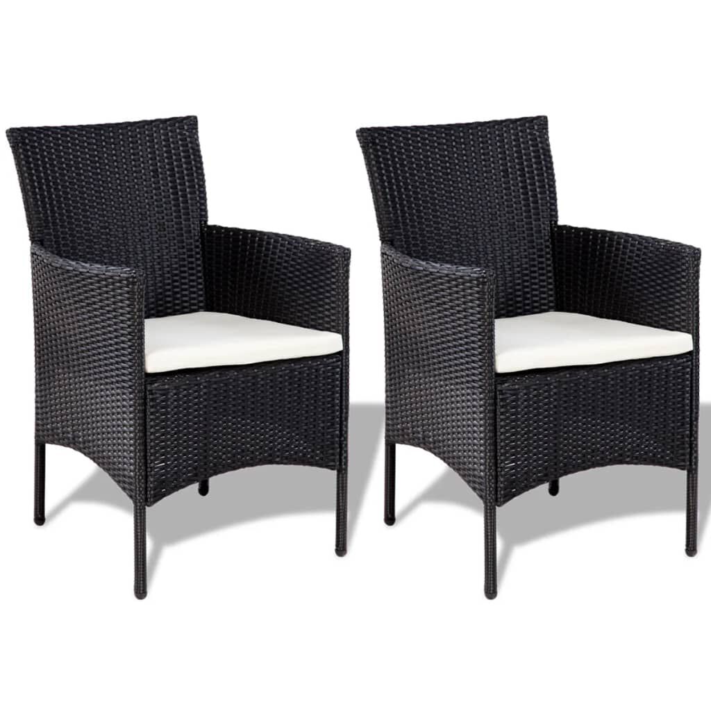 vidaXL Garden Sofa Set 7 Pieces Poly Rattan Black and Cream White