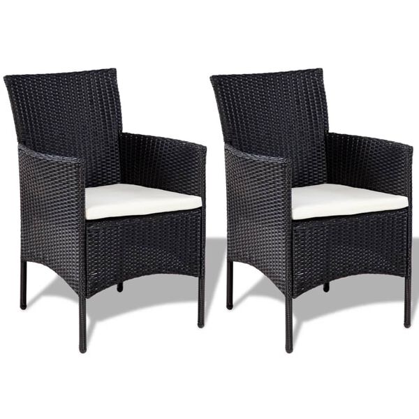 vidaXL Garden Sofa Set 7 Pieces Poly Rattan Black and Cream White