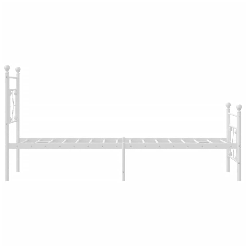 vidaXL Metal Bed Frame without Mattress with Footboard White 100x200cm