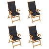vidaXL Garden Chairs 4 pcs with Anthracite Cushions Solid Teak Wood