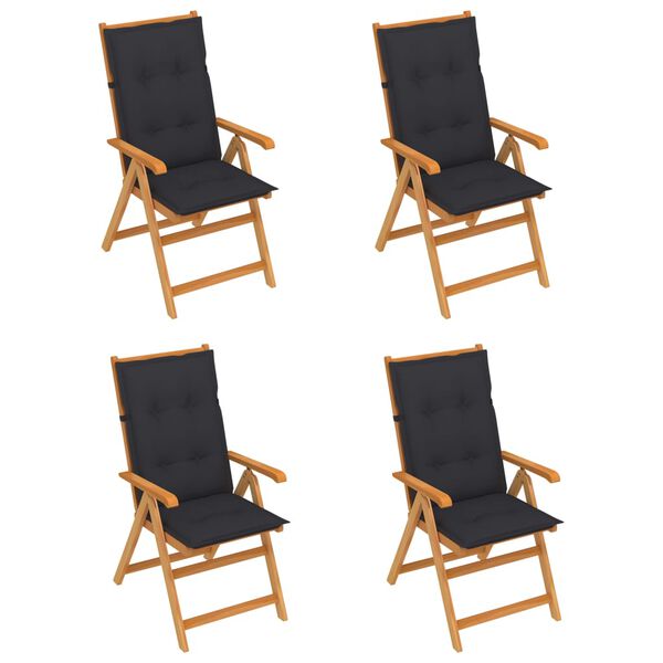 vidaXL Garden Chairs 4 pcs with Anthracite Cushions Solid Teak Wood