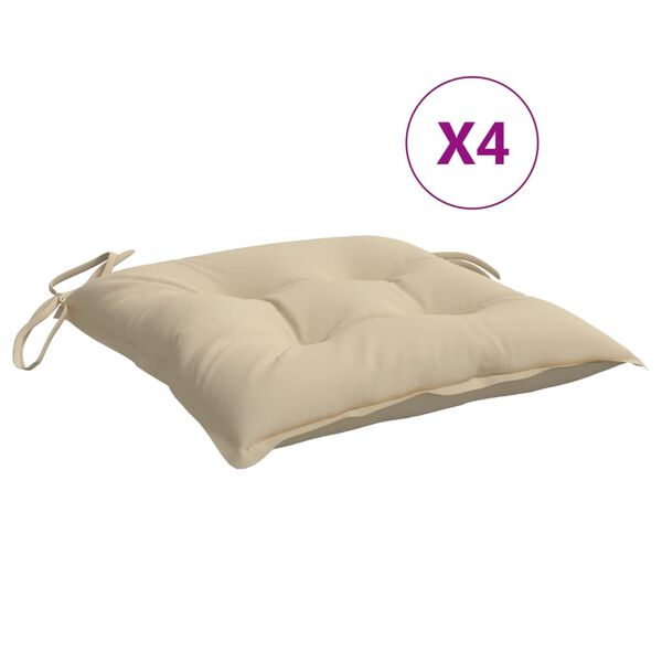 vidaXL Chair Cushions 4 pcs Beige 40x40x7 cm Oxford Fabric
