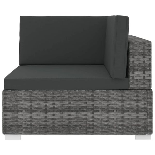 vidaXL Sectional Corner Chair with Cushions Poly Rattan grey
