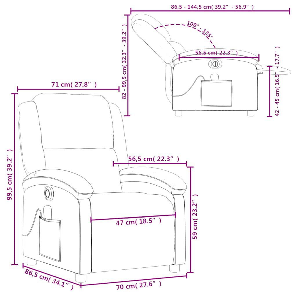 vidaXL Electric Massage Recliner Chair Light Grey Velvet