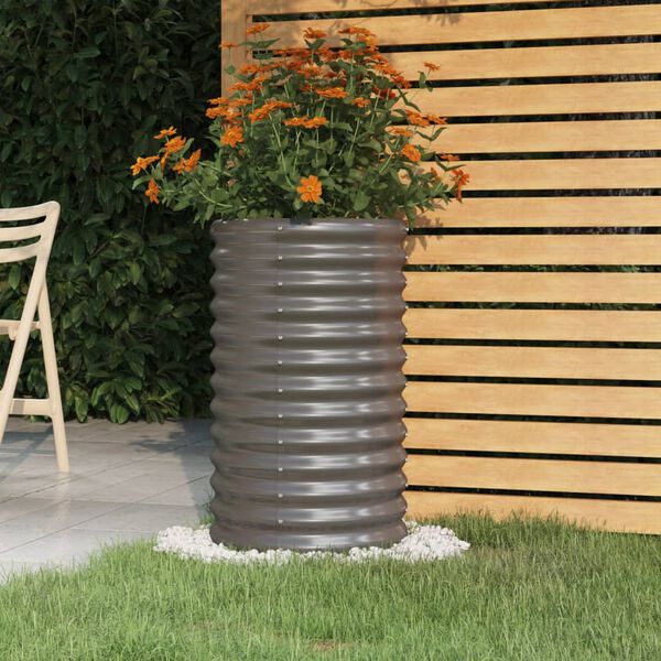 vidaXL Garden Planter Powder-coated Steel 40x40x68 cm Grey