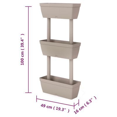 vidaXL Garden Planter 3 pcs 100 cm Taupe