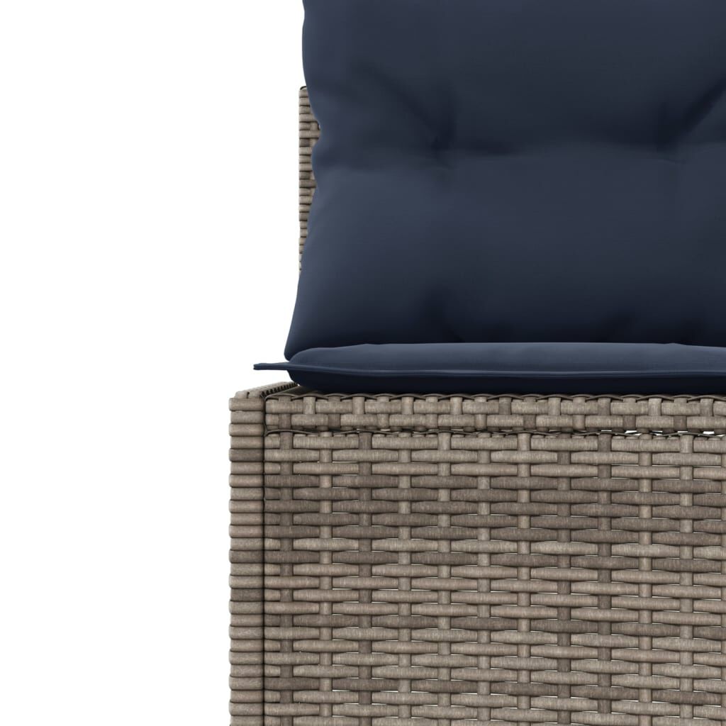 vidaXL Garden Sofa with Cushions Round Grey Poly Rattan