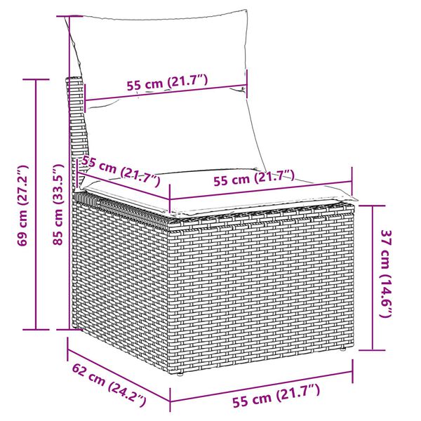 vidaXL 6 Piece Garden Sofa Set with Cushions - Grey Poly Rattan