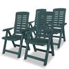 vidaXL Reclining Folding Chairs 4 pcs Plastic Green