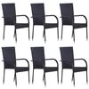 vidaXL 7 Piece Garden Dining Set Black Poly Rattan