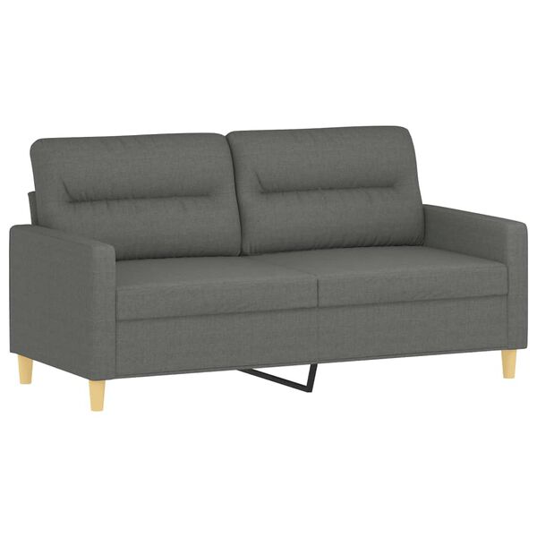 vidaXL 2 Piece Sofa Set with Cushions Dark Grey Fabric