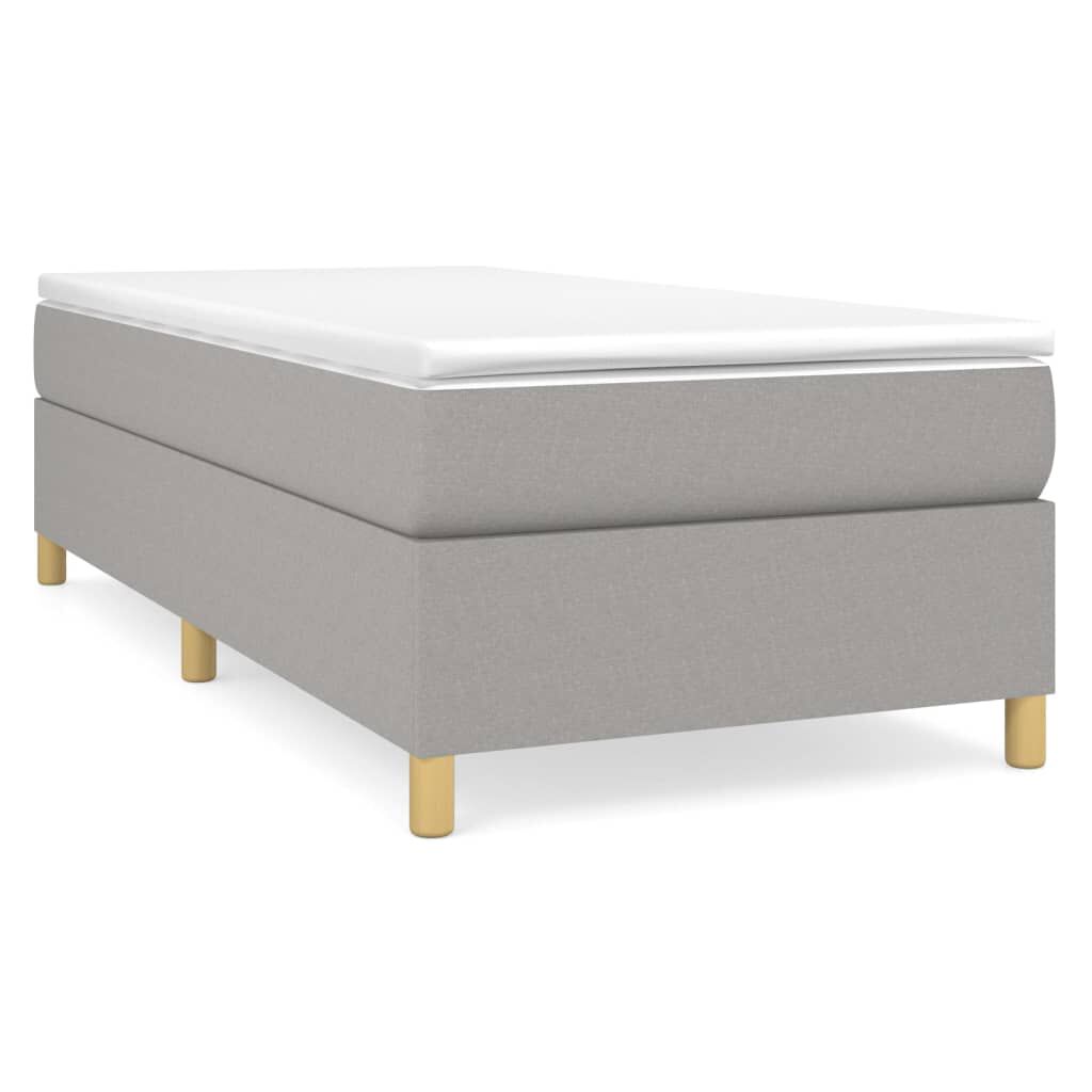 vidaXL Box Spring Bed with Mattress Light Grey 100x203 cm Fabric