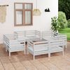 vidaXL 8 Piece Garden Lounge Set White Solid Pinewood