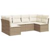 vidaXL 6 Piece Garden Sofa Set with Cushions Beige Poly Rattan