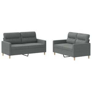 vidaXL 2 Piece Sofa Set with Cushions Dark Grey Fabric