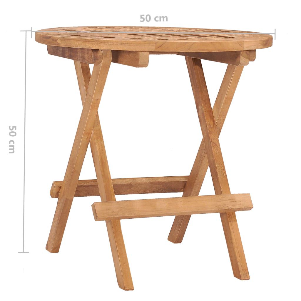 vidaXL 3 Piece Folding Outdoor Dining Set with Cushion Solid Teak Wood