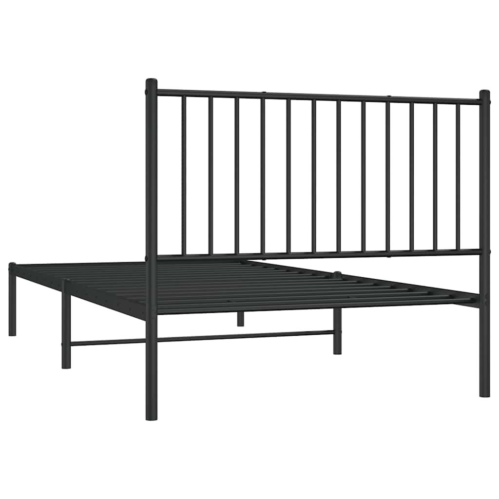 vidaXL Metal Bed Frame without Mattress with Headboard Black 100x200cm