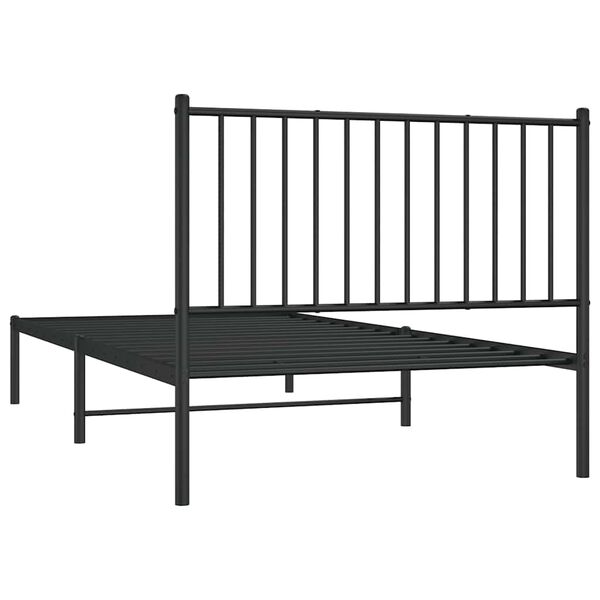 vidaXL Metal Bed Frame without Mattress with Headboard Black 100x200cm