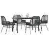 vidaXL 5 Piece Garden Dining Set with Cushions Black Poly Rattan Glass