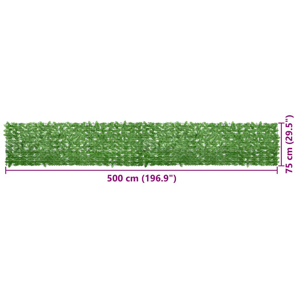 vidaXL Balcony Screen with Green Leaves 500x75 cm