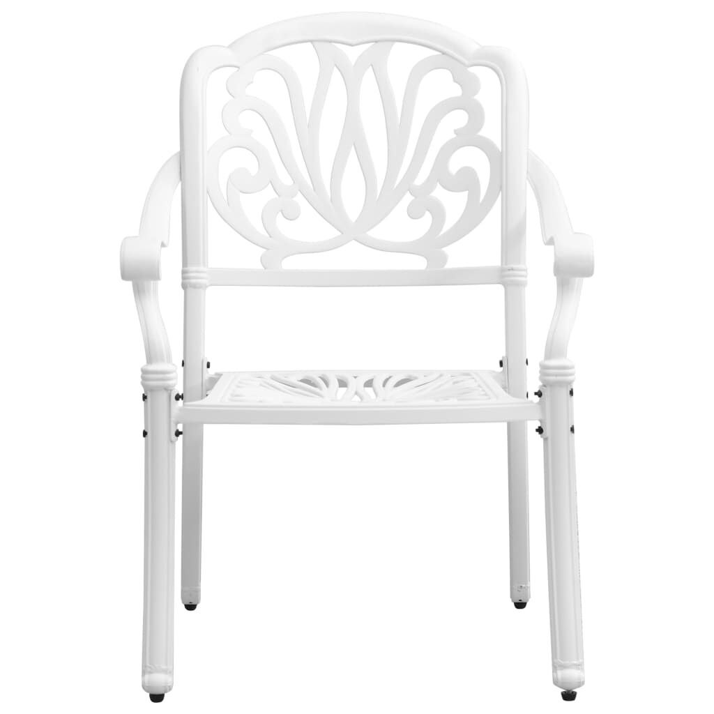 vidaXL 3 Piece Bistro Set White Cast Aluminium