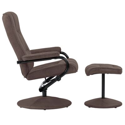 vidaXL TV Armchair with Foot Stool Brown Faux Suede Leather