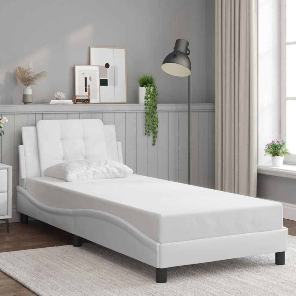 vidaXL Bed Frame with LED without Mattress "Zadar" White 100x203 cm