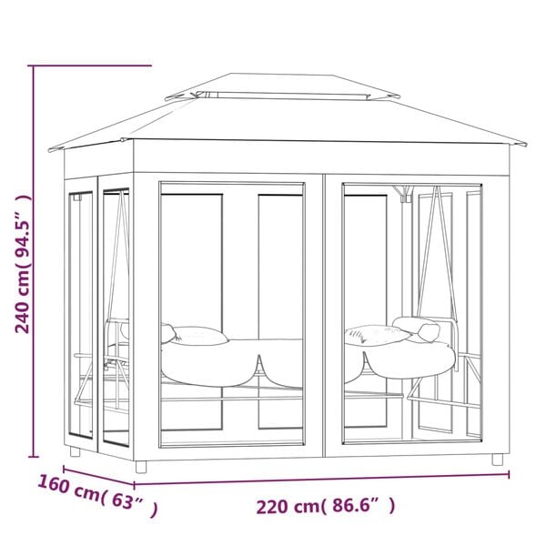 vidaXL Gazebo Convertible Swing Bench Cream White