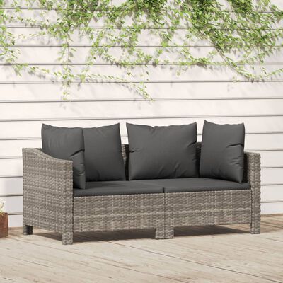 vidaXL 2 Piece Garden Lounge Set with Cushions Grey Poly Rattan