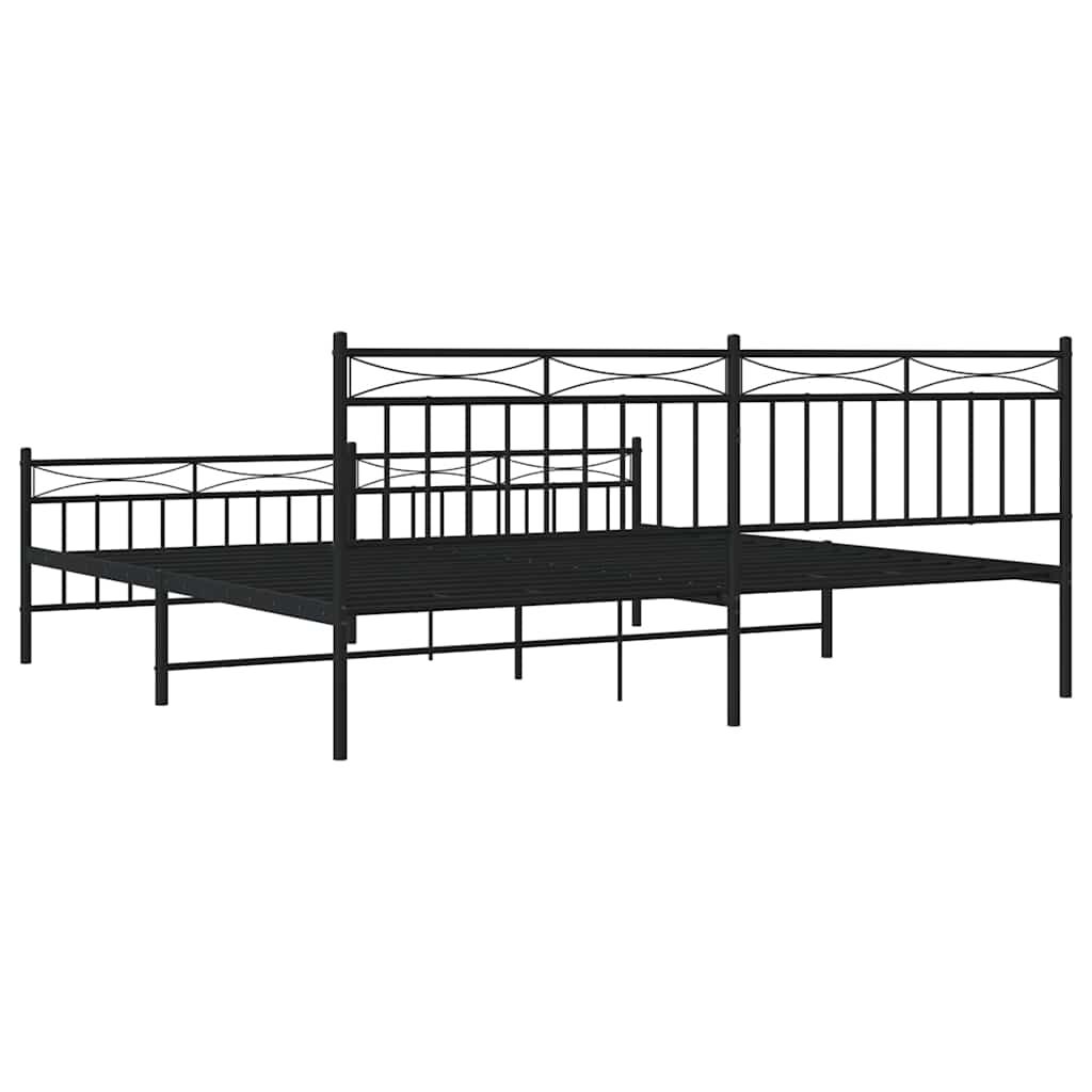 vidaXL Metal Bed Frame without Mattress with Footboard Black 193x203cm