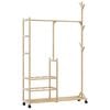 vidaXL Clothes Rack with Shelves and Wheels 100x38x175.5 cm Bamboo