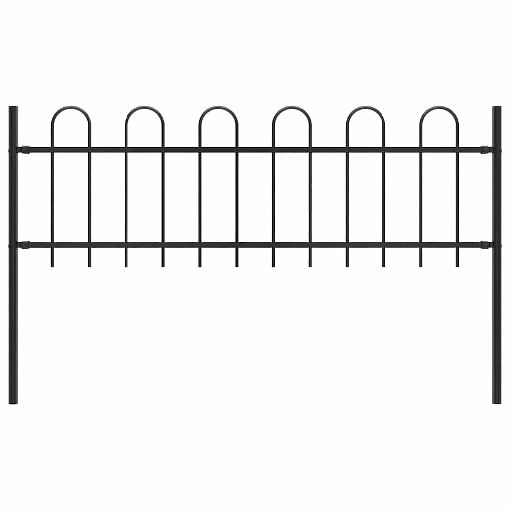 vidaXL Garden Fence with Hoop Top Steel 1.8 m Black