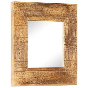 vidaXL Hand-Carved Mirror 50x50x2.5 cm Solid Mango Wood
