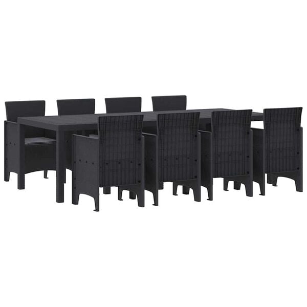 vidaXL Garden Dining Set 9 pcs Anthracite Polt rattan