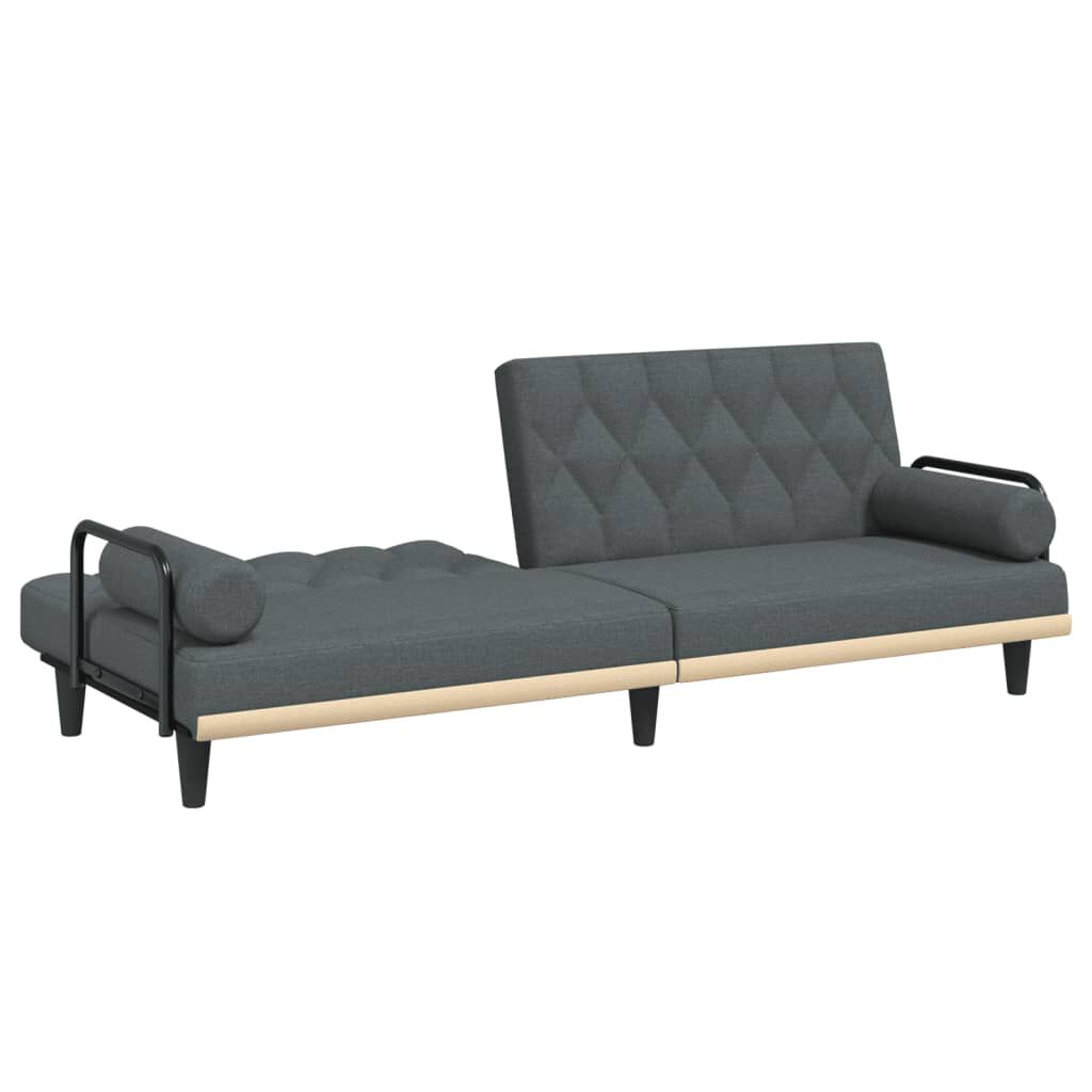 vidaXL Sofa Bed with Armrests Dark Grey Fabric