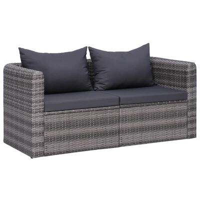 vidaXL 10 Piece Garden Lounge Set with Cushions Poly Rattan Grey