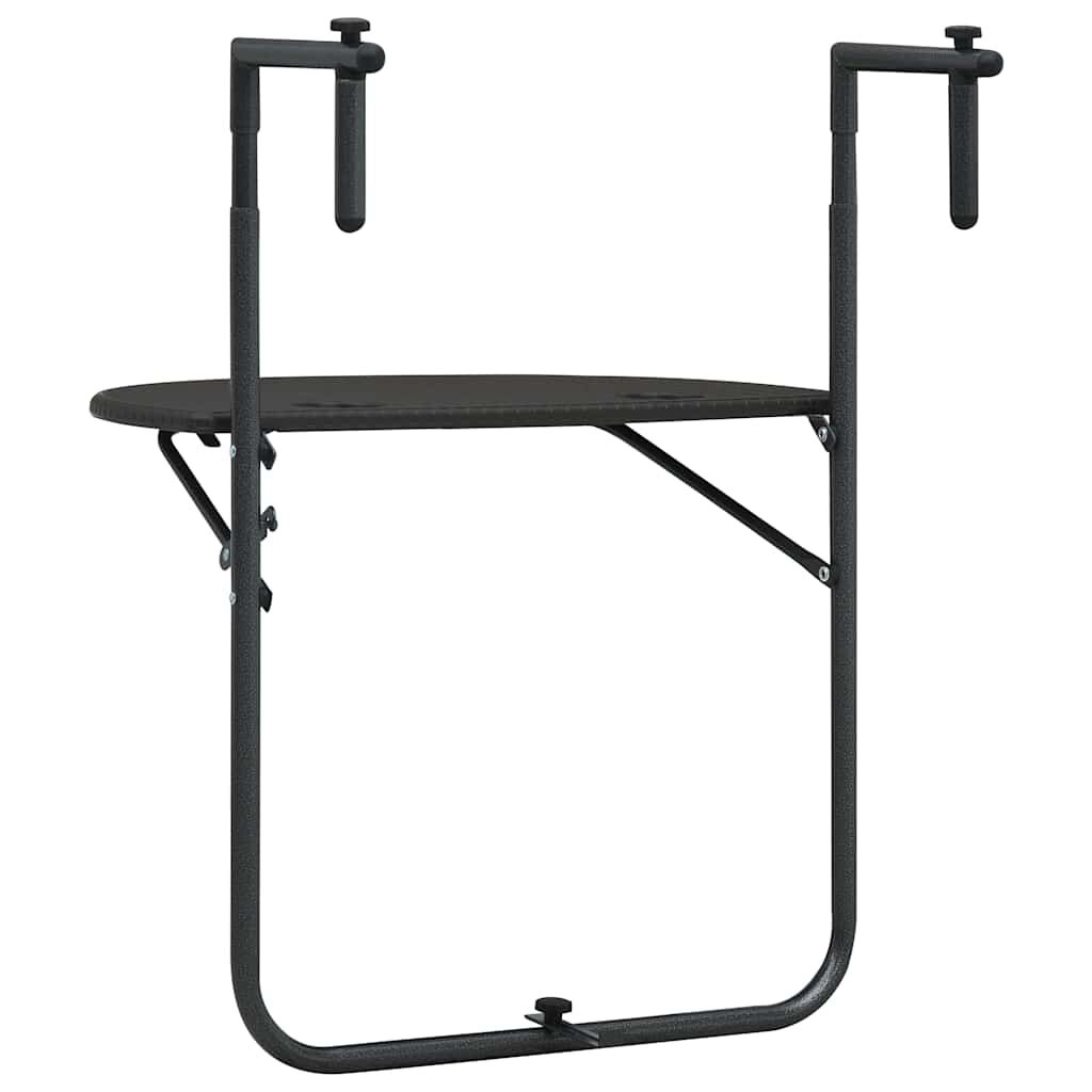 vidaXL Hanging Balcony Table Brown 60x64x83.5 cm Plastic Rattan Look
