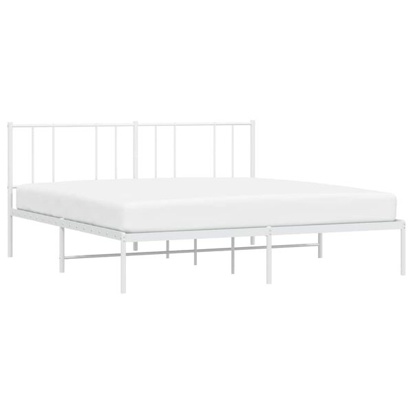 vidaXL Metal Bed Frame without Mattress with Headboard White 193x203cm