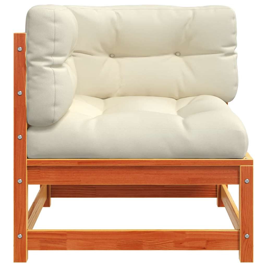 vidaXL Garden Sofa Corner with Cushions Wax Brown Solid Wood Pine