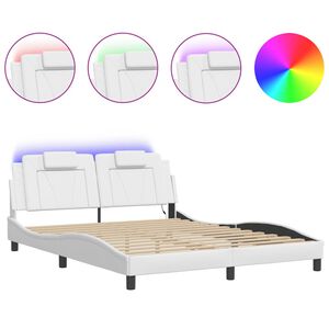 vidaXL Bed Frame "Viana" with LED without Mattress White 152x203 cm