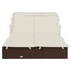 vidaXL 2-Person Sunbed with Foldable Roof Brown 213x118x97cm Poly Rattan