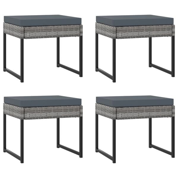vidaXL 9 Piece Garden Dining Set with Cushions Poly Rattan Grey