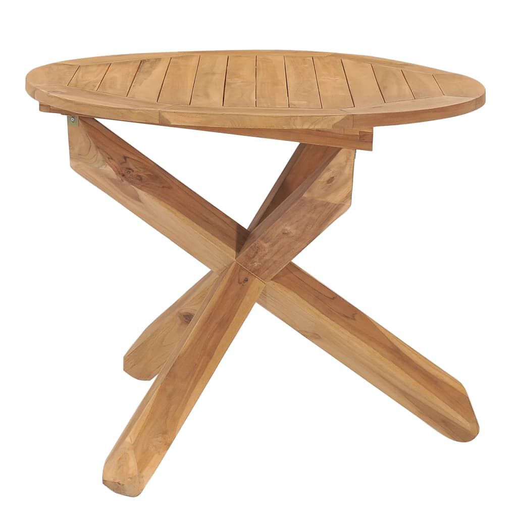 vidaXL Garden Dining Table Ø90x75 cm Solid Teak Wood