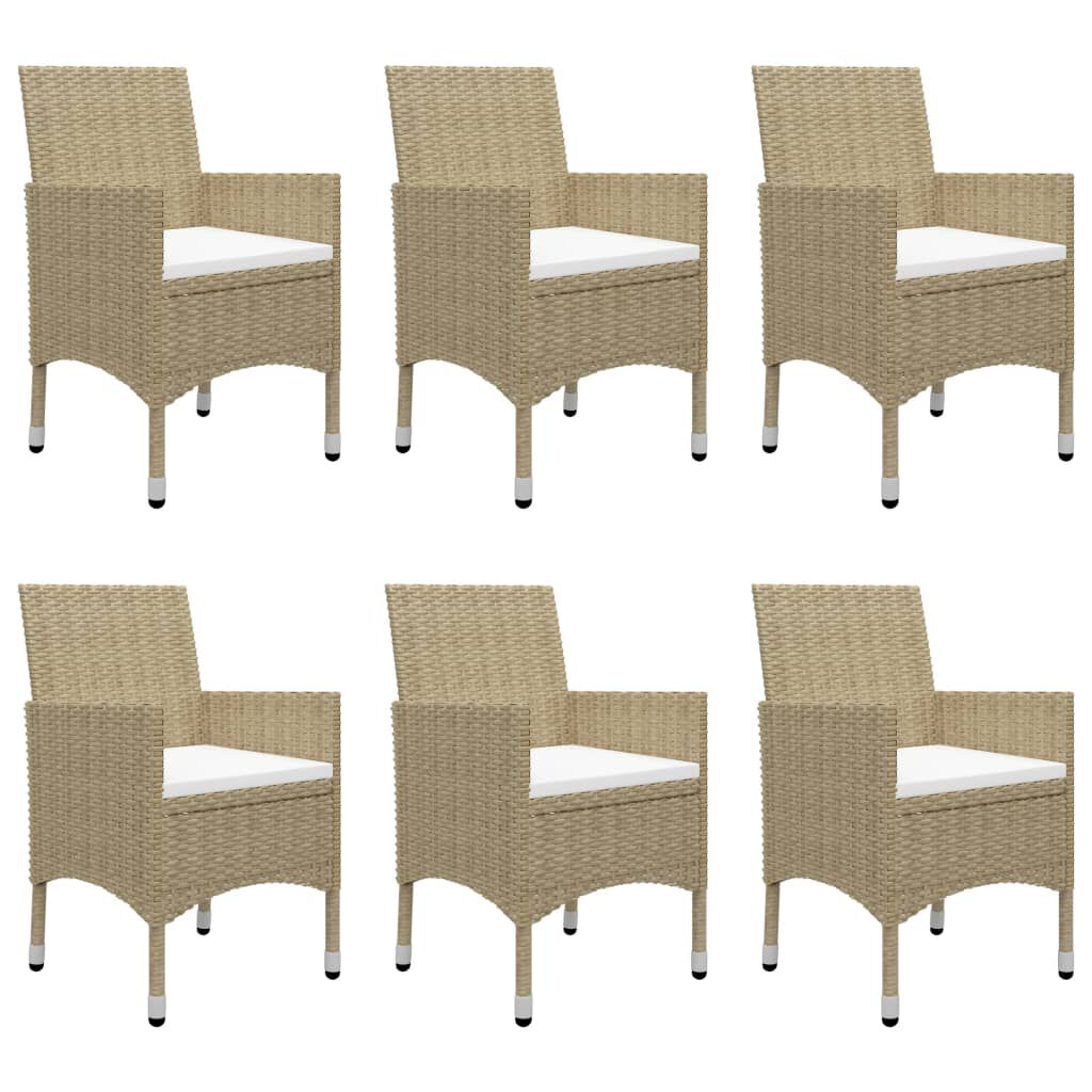 vidaXL 7 Piece Garden Dining Set Beige