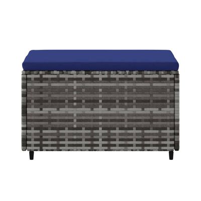 vidaXL Garden Footrests with Cushions 2 pcs Grey Poly Rattan